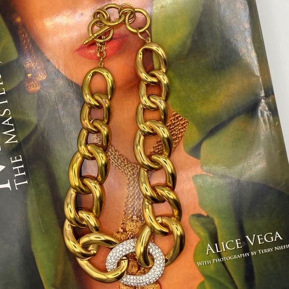 Vintage chunky chain with crystal link KJL 1980-86 - Picture 3 of 9